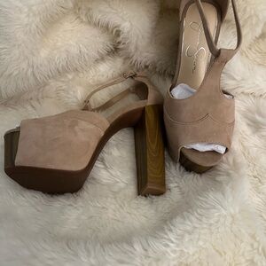 Jessica Simpson Tan Platform Peep-Toe Heels
